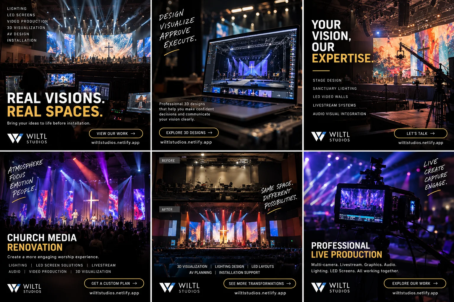 Previous WILTL Studios visual design and production work